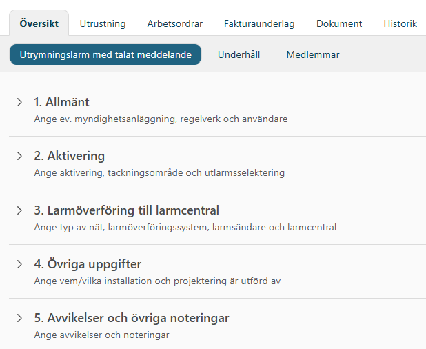 Karaktärsfliken för Utrymningslarm med talat meddelande