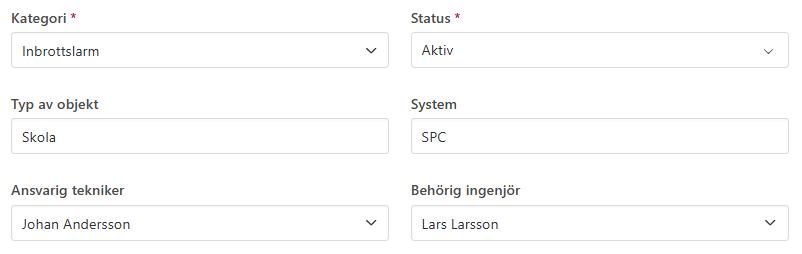 Nytt fält för ansvarig tekniker